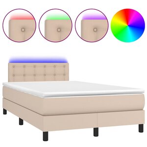 vidaXL Sommier à lattes de lit avec matelas LED cappuccino 120x190 cm