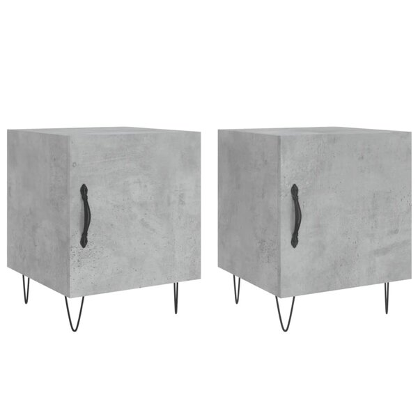 vidaXL Tables de chevet 2 Pièces gris béton 40x40x50 cm bois d’ingénierie