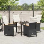 vidaXL Ensemble de salle à manger pour jardin 5 Pièces Noir Poly rotin