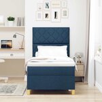 vidaXL Lit à ressorts avec tête de lit Bleu 90 x 190 cm tissu