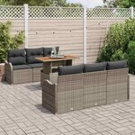 vidaXL Ensemble de canapé de jardin 7 Pièces Gris Poly rotin