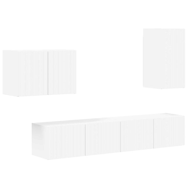 vidaXL Ensemble de meuble TV mural 4 Pièces Blanc Bois d'ingénierie