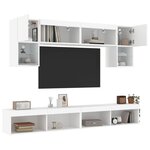 vidaXL Unités murales TV avec LED 6 Pièces blanc bois d'ingénierie