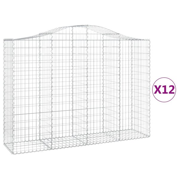 vidaXL Paniers à gabions arqués 12 Pièces 200x50x140/160 cm Fer galvanisé