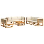 vidaXL Ensemble de canapés de jardin 9 pièces avec coussins en bois d'acacia et corde