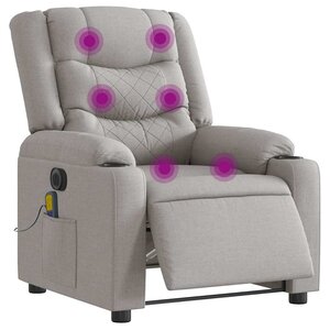 vidaXL Fauteuil de massage inclinable électrique gris nuage tissu