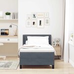 vidaXL Lit à ressorts avec matelas Gris foncé 200 x 90 cm Polyester
