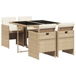 vidaXL Ensemble à manger de jardin avec coussins 5Pièces Beige poly rotin
