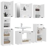 vidaXL Meubles de salle de bain 5 Pièces Blanc Bois d'ingénierie
