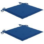 vidaXL Chaises de jardin lot de 2 et coussins bleu royal Bois de teck