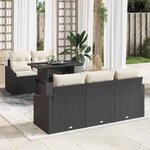 vidaXL Ensemble de canapé de jardin 6 Pièces Noir Poly rotin