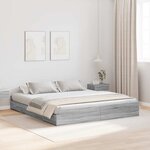 vidaXL Cadre de lit avec rangement Sonoma gris 200 x 200 cm