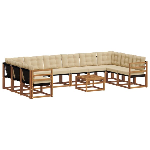 vidaXL Ensemble de canapés d'extérieur 11 pc Naturel et Beige