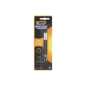 Gel-ocity quick dry recharges stylo gel pointe moyenne (0 7 mm) - noir  blister de 2 bic