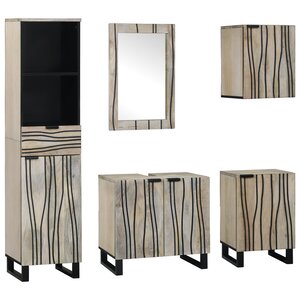 vidaXL Ensemble de mobilier de salle de bain 5 Pièces Marron noyer