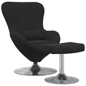 vidaXL Chaise Œuf avec Pouf Noir 63 x 73 x 90 cm Velours
