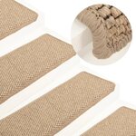 vidaXL Tapis d'escalier autocollants 15 Pièces 65x21x4 cm Sable