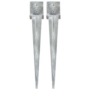 vidaXL Piquets au sol 2 pcs Argenté 14x14x91 cm Acier galvanisé