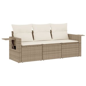 vidaXL Salon de jardin avec coussins 3 Pièces beige résine tressée