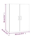 vidaXL Buffet haut Blanc 69 5x34x180 cm Bois d'ingénierie