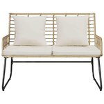vidaXL Banc de jardin Marron Noir Crème Rotin synthétique et acier