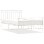 vidaXL Cadre de lit métal sans matelas et pied de lit blanc 107x203 cm