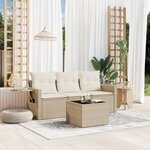vidaXL Salon de jardin avec coussins 4 Pièces beige résine tressée