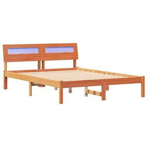 vidaXL Cadre de lit Marron cire 135 x 190 cm Bois massif en pin