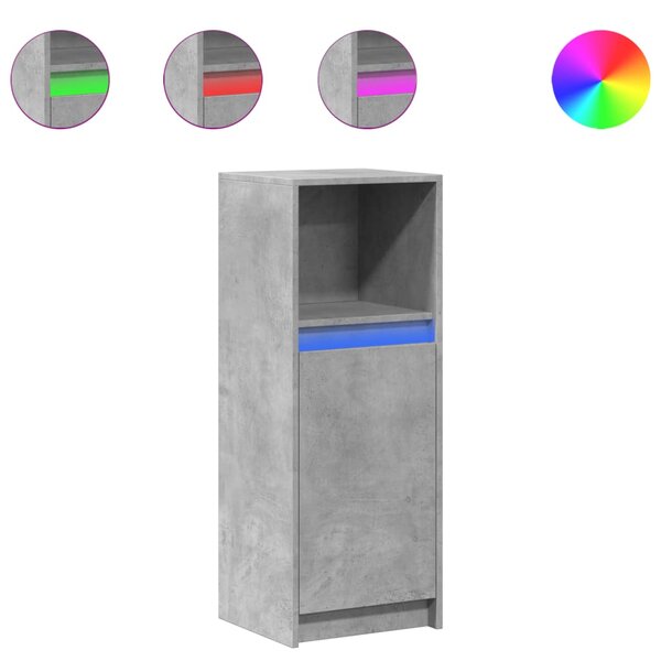 vidaXL Buffet avec LED gris béton 38x34x100 cm bois d'ingénierie