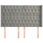 vidaXL Tête de lit avec oreilles Gris clair 163x16x118/128 cm Velours