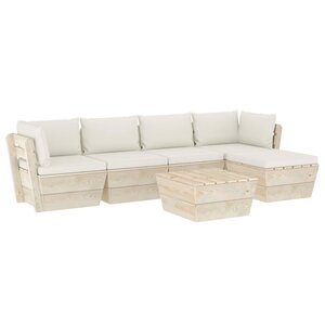 vidaXL Salon de jardin palette 6 Pièces avec coussins bois d'épicéa