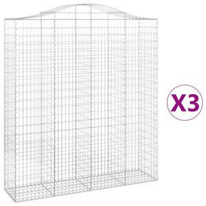 vidaXL Paniers à gabions arqués 3 Pièces 200x50x220/240 cm Fer galvanisé