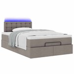 vidaXL Lit ottoman avec matelas et LED Taupe 120x190 cm tissu