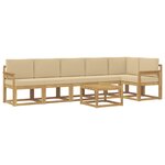 vidaXL Ensemble de canapés d'extérieur 7 Pièces Blanc et Beige Polyester
