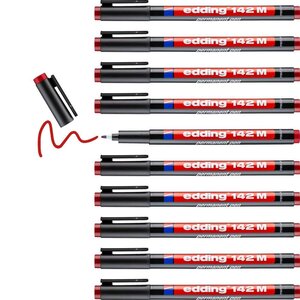 Feutre Permanent 142M Rouge Pointe Moyenne 1 mm x 10 EDDING