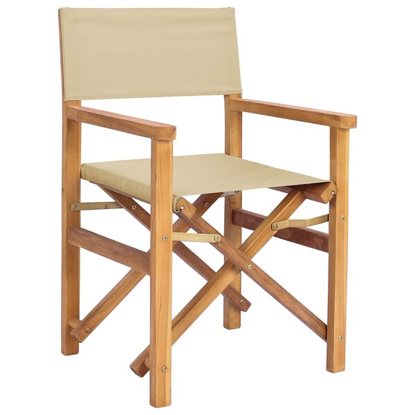 vidaXL Chaise de directeur Marron et beige Bois de teck massif