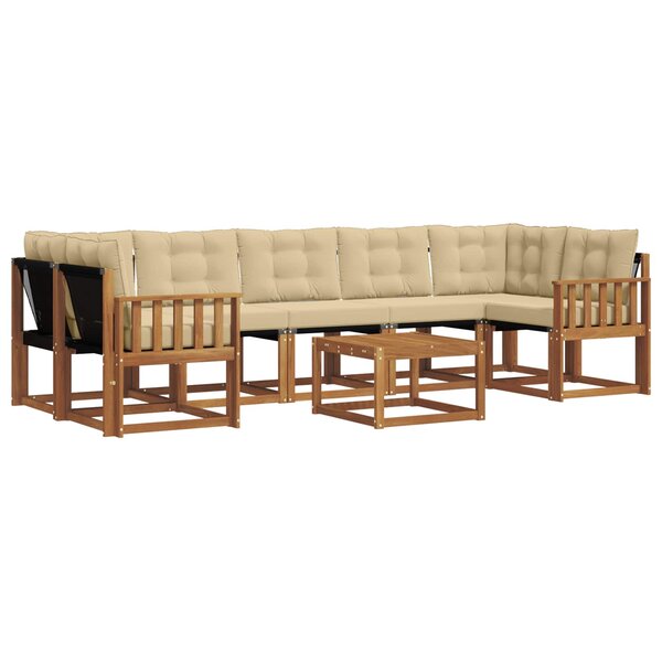 vidaXL Ensemble de canapés d'extérieur 8 pc Naturel et Beige