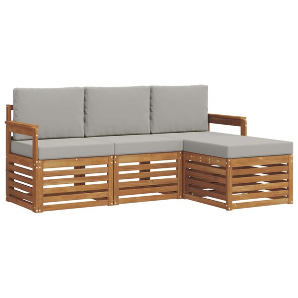 vidaXL Ensemble de canapés d'extérieur 4 pc Gris Naturel et Clair
