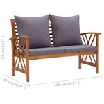 vidaXL Salon de jardin 3 Pièces avec coussins Bois d'acacia massif