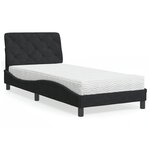vidaXL Lit avec matelas noir 90x200 cm velours