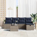 vidaXL Ensemble de canapé de jardin 6 Pièces Gris et marine polyrotin