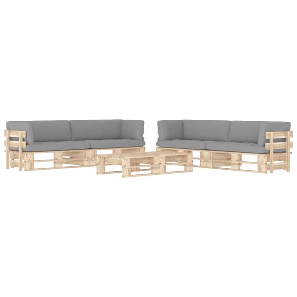 vidaXL Salon de jardin palette 6Pièces avec coussins Bois de pin imprégné
