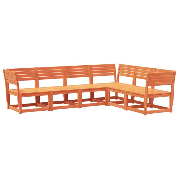 vidaXL Salon de jardin 6 Pièces cire marron bois de pin massif