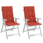 vidaXL Coussins de chaise à dossier haut lot de 2 rouge mélangé tissu
