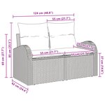 vidaXL Canapé de jardin 2 places avec rangement et coussins en poly rattan beige