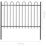 vidaXL Clôture de jardin avec dessus en cerceau Acier 1 7 m Noir