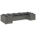 vidaXL Salon de jardin 7 Pièces avec coussins Gris Résine tressée