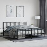 vidaXL Cadre de lit métal sans matelas avec pied de lit noir 183x213cm