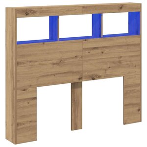 vidaXL Cabinet de Tête de Lit avec LED avec étagère chêne artisanal