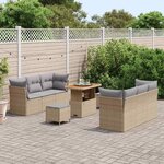 vidaXL Ensemble de canapé de jardin 9 Pièces Beige et Gris clair